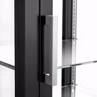4-Sided Glass Display Fridge - 440L - 675mm - Double glazing - with 5 glass shelves - front & rear glass doors - for drinks & dairy - Black