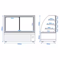 Süteményes vitrin - 524 l - 1500 mm - dupla üvegezés - 3 üvegpolccal - LED világítással - rozsdamentes acél