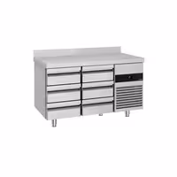 Commercial Counter Fridge PREMIUM - 1400x700mm - with 6 drawers - with upstand - capacity 281 litres
