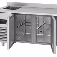 Rashladni pult PREMIUM - 1900x720 mm - 420 l - Ventilirano hlađenje - s 3 vrata - s 1 korita - Leđni podignuti rub