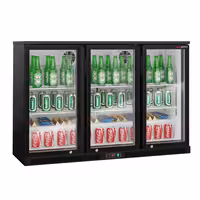 Barski hladnjak - 1350 mm - 320 l - s 3 staklena vrata - crna