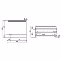 Električni roštilj - 7,1 kW - Glatka - površina pečenja: 795x535 mm - ormarić s 2 vratima - satinirana (Scotch-Brite) završna obrada