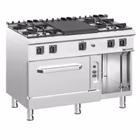 Cocina a gas - 39,5kW - 5 fuegos - con horno de gas estático - 6kW