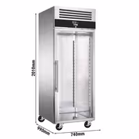 Szafa mroźnicza piekarnicza PREMIUM – stal nierdzewna – EN 600 x 800 – 662 L – z 1 drzwiami szklanymi