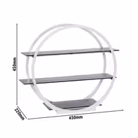 Etagere / Buffet Stand - round - Ø450mm - with 3 shelves - Stainless steel frame & white plexiglass shelves - White