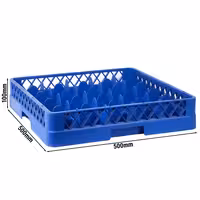 Diskback - 500x500x100 mm - 25 fack - blå - passar till ARU25N - för glas