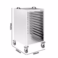 Inox kolica za poslužavnike - za 18 poslužavnika 530x370 mm - kotači Ø 125 mm (2 s kočnicom)