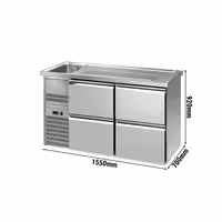 Direct Draw Beer Dispenser / Kegerator - 4 Drawers PREMIUM – 1 sink left - 1550×700 mm - beer box included