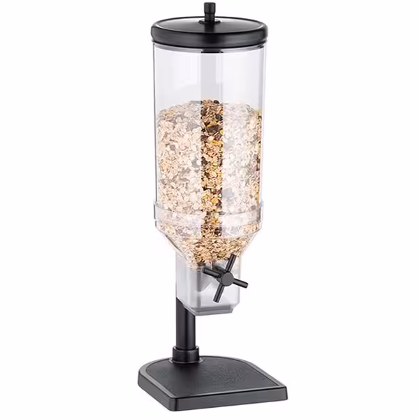 Mısır Gevreği Dispenseri - FRESH+EASY - tekli - Dönme Mekanizması - 1 Plastik Hazne - 4,5L - Paslanmaz Çelik Stand - Siyah