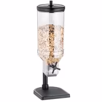 Mısır Gevreği Dispenseri - FRESH+EASY - tekli - Dönme Mekanizması - 1 Plastik Hazne - 4,5L - Paslanmaz Çelik Stand - Siyah