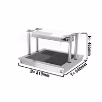 Commercial Drop-in Hot Plate - Stainless Steel - with Ceramic Glass Surface - 800mm - 2x GN 1/1 - 0.9 kW - with Toughened Glass Sneeze Screen