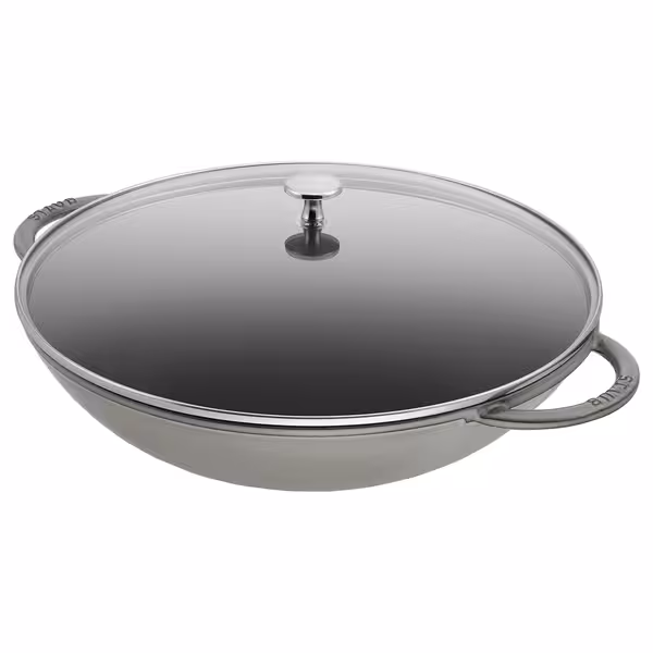 STAUB | SPECIALITIES - Wok met glazen deksel - Ø 370mm - Gietijzer - Grafietgrijs