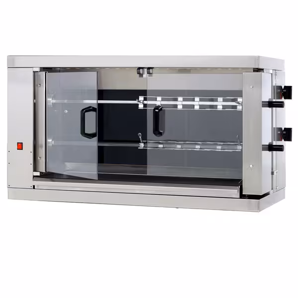 Commercial Electric Chicken Rotisserie Oven - 9.6kW - with 2 Skewers for up to 12 chickens