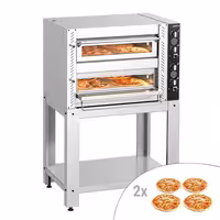 Electric Deck Pizza Oven - Twin Deck - Refractory Stone Deck - 4+4 x Ø 34cm (13.4") - Mechanical Controls - incl. Base frame