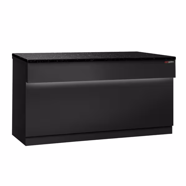 Lada kasowa TORONTO – 1800 mm – czarny panel przedni – z czarnym blatem granitowym