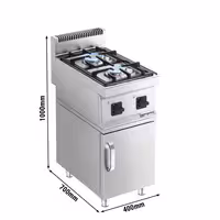 Plinski štednjak - Linija 700 - 400x700x1000 mm - 10 kW - 2 plamenika - samostojeći