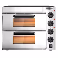 Electric Deck Pizza Oven - Twin Deck - Refractory Stone Deck - 4+4 - Ø 20cm (7.9") - 230V Single Phase - Mechanical Controls - up to 350°C