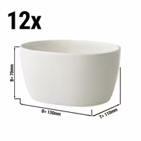 (12 adet) Tatlı / Salata Kasesi - Porselen - Lux - 100ml - oval - 130x110mm - Elfenbeinweiß