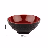 (6 adet) Kase - ASIA PLUS - Melamin - 0,35L - yuvarlak - Ø130mm - Derinlik:55mm - Siyah/Kırmızı