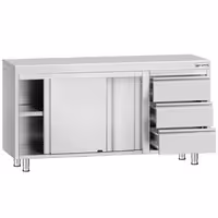 خزانة عمل ستانلس ستيل ECO - 1400x600mm - أبواب منزلقة ووحدة أدراج 3 يمين