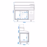 Table réfrigérée à pizza Premium PLUS - 1490x700 mm - avec 1 porte & 2 tiroirs - incl. vitrine réfrigérée - 6x GN 1/4