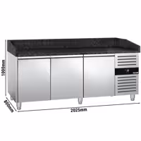 Commercial Pizza Prep Counter - Granite Top PREMIUM - 2025x800mm - with 3 doors