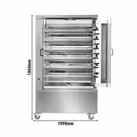 Commercial Gas Chicken Rotisserie Oven - - 37.2kW - with 11 Skewers for up to 66 chickens