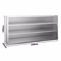 Edelstahl Wandhängeschrank PREMIUM - 2000x400mm - ohne Schiebetür - 1000mm hoch