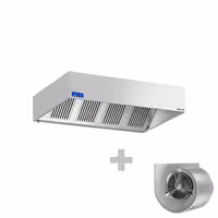 Commercial Wall-Mounted Extractor Hood with Motor - 2200mm - with Speed Controller, Baffle Filters & Lighting