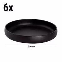 (6 adet) UNIVERSE - Çukur Tabak Yuvarlak - Porselen, Ø210mm, Siyah