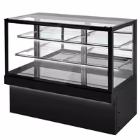 Commercial cake display fridge TORONTO - 1800mm - Double glazing - black front - with 3 shelves - rear sliding mirrored glass doors
