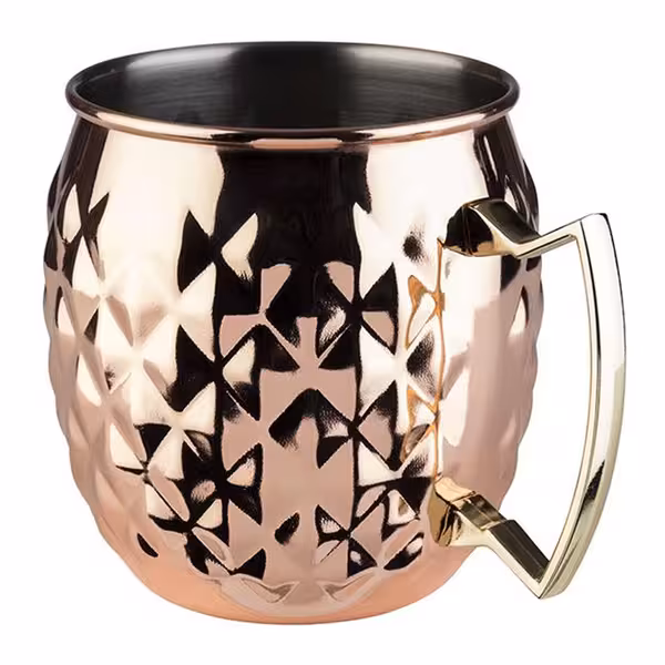 (6 adet) Kahve Kupası MOSCOW MULE - 500ml - Bakır - Kulplu