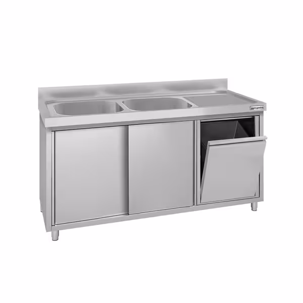 ECO umivaonik – 1400 x 600 mm – s košem za otpad i dva umivaonika s lijeve strane