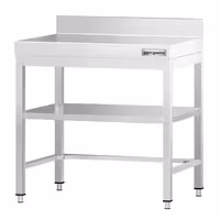 طاولة عمل ستانلس ستيل PREMIUM - 600x600mm - مع رف سفلي & حاجز خلفي & تدعيم
