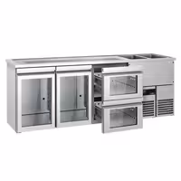 Pivski šank PREMIUM - 2500x700 mm - 2 Staklena vrata & 2 Staklene ladice