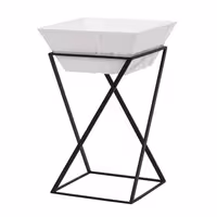 Etagere / Buffet Stand - Black - square - Height: 475mm - incl. 1 Melamine bowl - Powder-coated stainless steel & Melamine