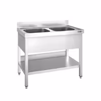 طاولة بأحواض غسيل PREMIUM - 1000x700mm - مع أرضية سفلية - مع حوضين - منتصف