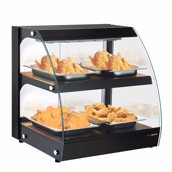 Topla vitrina - 650 mm - 560 W - s 2 policama - crna