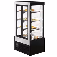 Commercial cake display fridge - 850L - 1000mm - Double glazing - square - with 3 adjustable shelves - rear sliding doors - for patisserie - Black