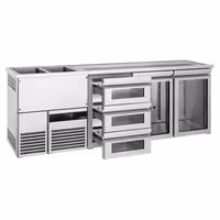 Pivski šank PREMIUM - 2500x700 mm - 2 Staklena vrata & 3 Staklene ladice