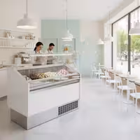 Ice Cream Display Freezer | LEVI - 1620mm - Static cooling - with LED lighting - for 9+9 x 5 litres Napoli pans - White