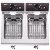 Električna friteza s dva korita - 8+8 L - 6,5 kW - s odvodnom slavinom - stolna