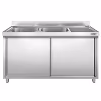 Sudoper s ormarićem PREMIUM - inox - 1800 x 600 mm - sa 2 korita - korita lijevo