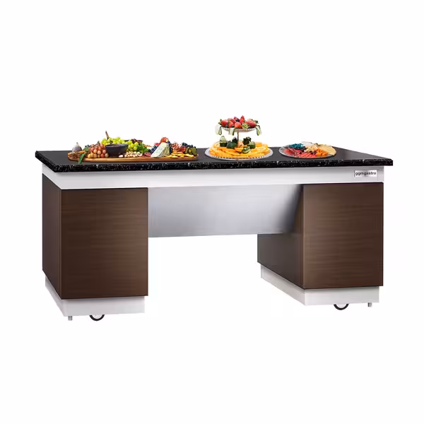 Neutralni element DUBLIN - 2000x1000x900 mm | radna visina 900 mm | debljina radne ploče 20 mm | 306 kg - granitna radna ploča: crna | mobilno izvedenje s 4 kotača | 4 vrata sa soft-close funkcijom - za ugostiteljstvo