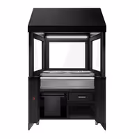 Charcoal Grill TORONTO - 1100mm - Black Front - Black Granite Worktop - tempered glass front - 2 grill grates