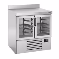 Stół chłodniczy barowy do napojów Premium PLUS – 978 x 700 mm – z 2 drzwiami szklanymi – z rantem