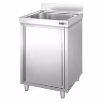 Sudoper s ormarićem PREMIUM - inox - 600 x 600 mm - s 1 koritom - korito sredina