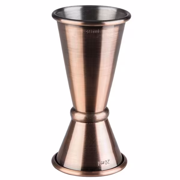 (6 adet) Paslanmaz Çelik Jigger - İki Ölçekli - 2/4cl - ara çizgiler 1/3cl - Antik Bakır Kaplama