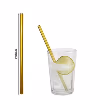 (50 adet) Cam Pipet - 200mm - ø 8mm - düz - Gold - dahil 1 Naylon Temizlik Fırçası