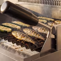 Lávaköves gázgrill - 14 kW - Billenthető grillrács - Asztali kivitel - 700 mm mély - 700-as sorozat - Fekete előlap